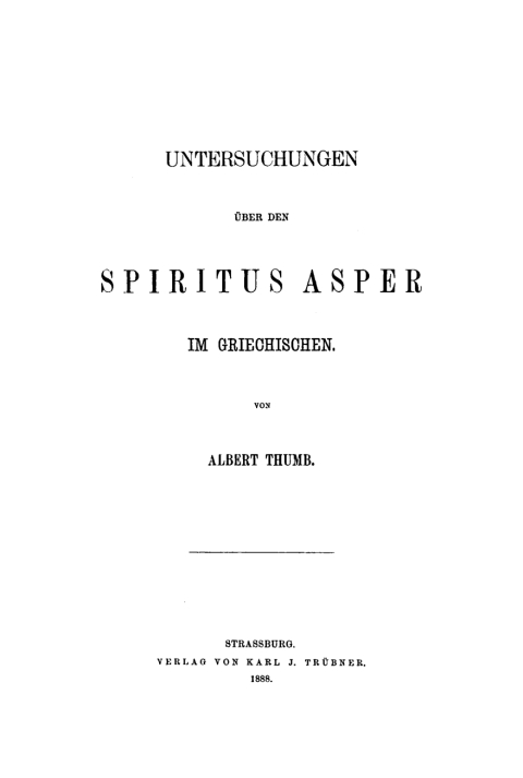 Cover image for book Untersuchungen über den Spiritus Asper im Griechischen