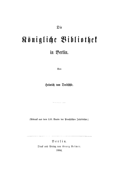 Cover image for book Die Königliche Bibliothek in Berlin