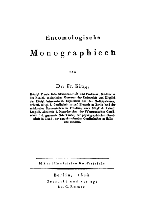 Cover image for book Entomologische Monographien