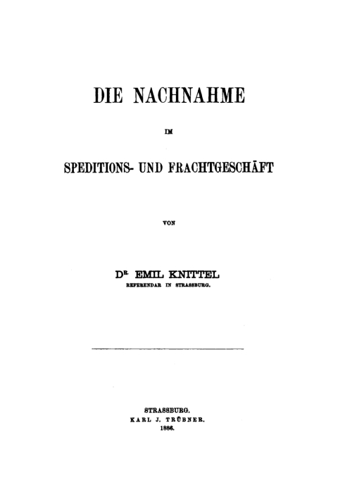 Cover image for book Die Nachnahme im Speditions- und Frachtgeschäft