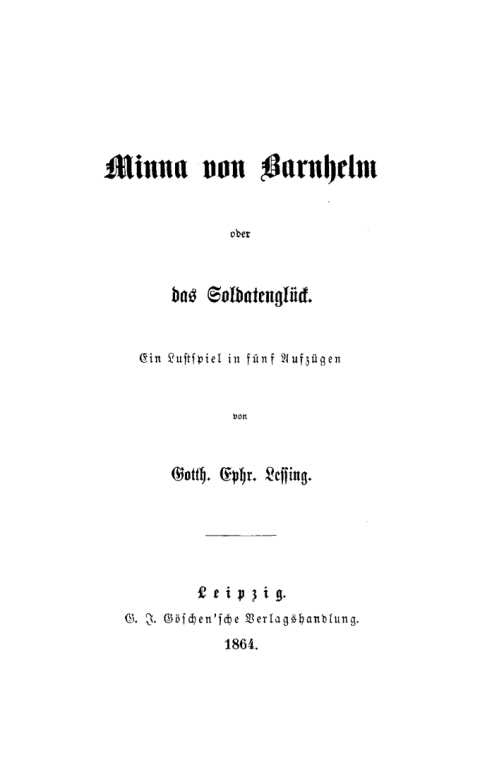 Cover image for book Minna von Barnhelm oder das Soldatenglück