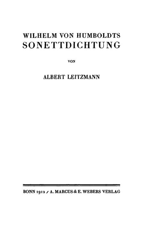 Cover image for book Wilhelm von Humboldts Sonettdichtung