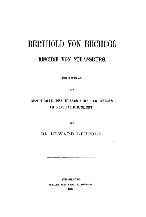 Cover image for book Berthold von Buchegg, Bischof von Strassburg