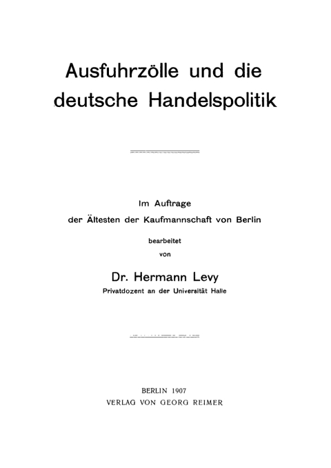 Cover image for book Ausfuhrzölle und die deutsche Handelspolitik