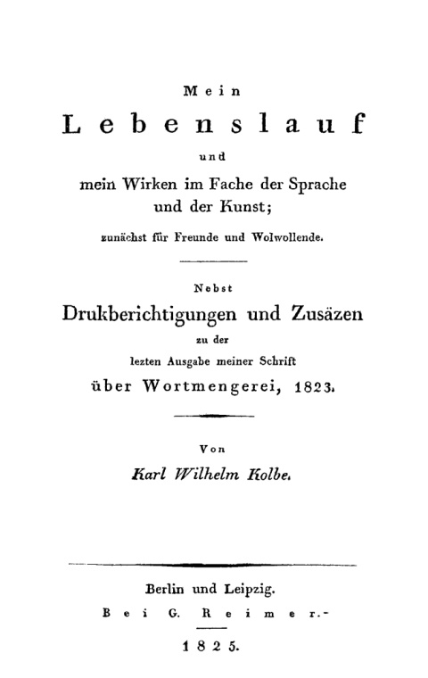 Cover image for book Mein Lebenslauf und mein Wirken im Fache der Sprache und der Kunst