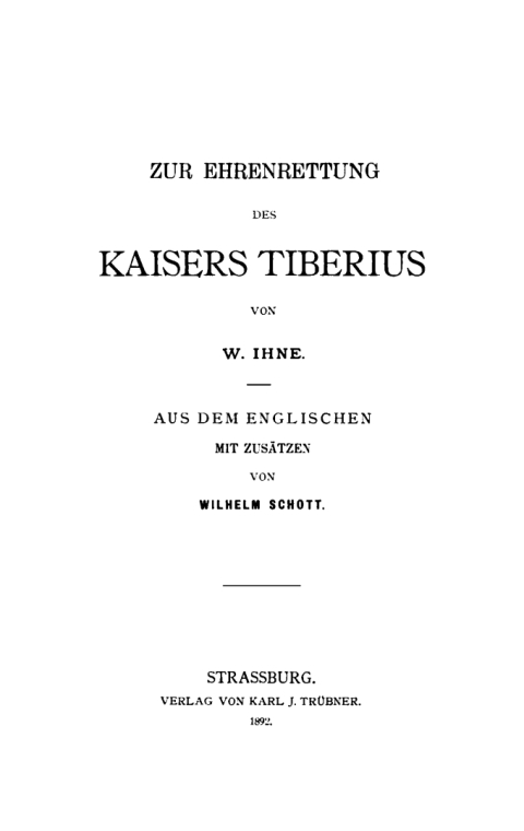 Cover image for book Zur Ehrenrettung des Kaisers Tiberius