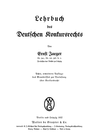 Lehrbuch des deutschen Konkursrechts