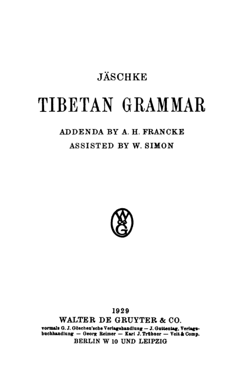 Cover image for book Tibetan grammar