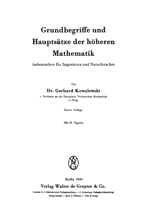 Cover image for book Grundbegriffe und Hauptsätze der höheren Mathematik