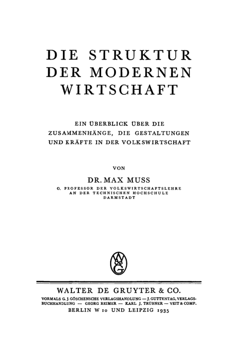Cover image for book Die Struktur der modernen Wirtschaft