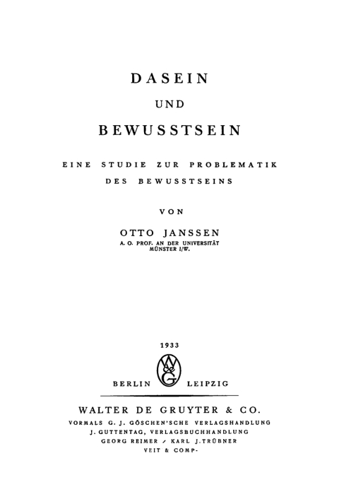 Cover image for book Dasein und Bewusstsein