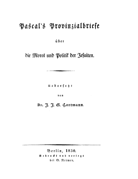 Cover image for book Pascal's Provinzialbriefe über die Moral und Politik der Jesuiten