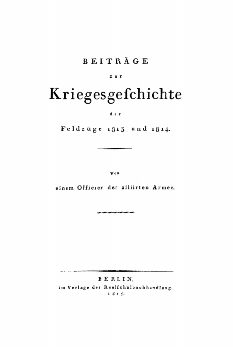 Cover image for book Beiträge zur Kriegsgeschichte der Feldzüge 1813 und 1814