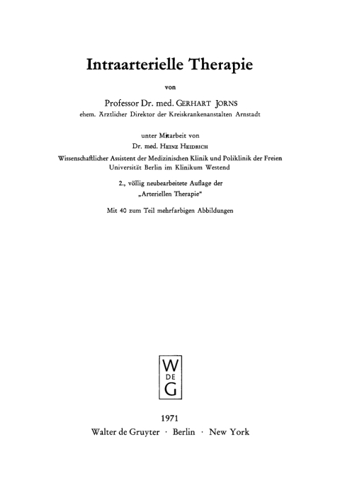 Cover image for book Intraarterielle Therapie