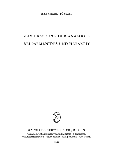 Cover image for book Zum Ursprung der Analogie bei Parmenides und Heraklit