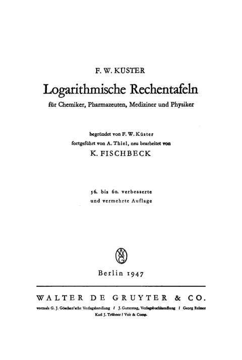 Cover image for book Logarithmische Rechentafeln