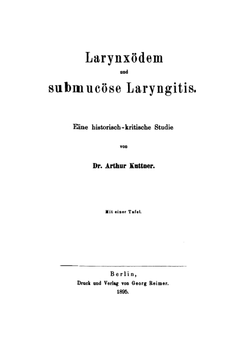 Cover image for book Larynxödem und submucöse Laryngitis