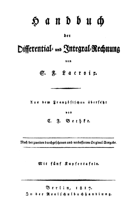 Cover image for book Handbuch der Differential- und Integral-Rechnung