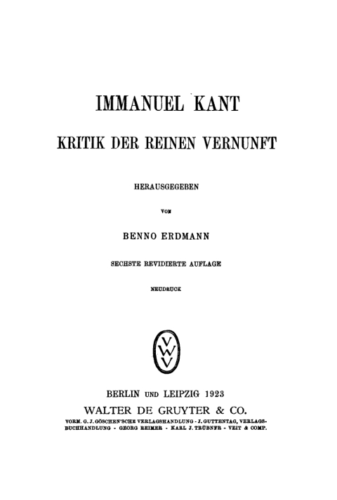 Cover image for book Kritik der reinen Vernunft
