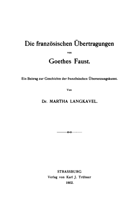 Cover image for book Die französischen Übertragungen von Goethes Faust