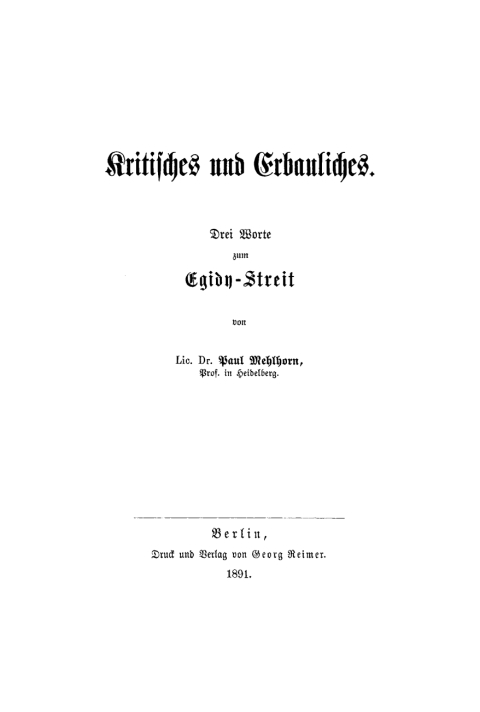 Cover image for book Kritisches und Erbauliches
