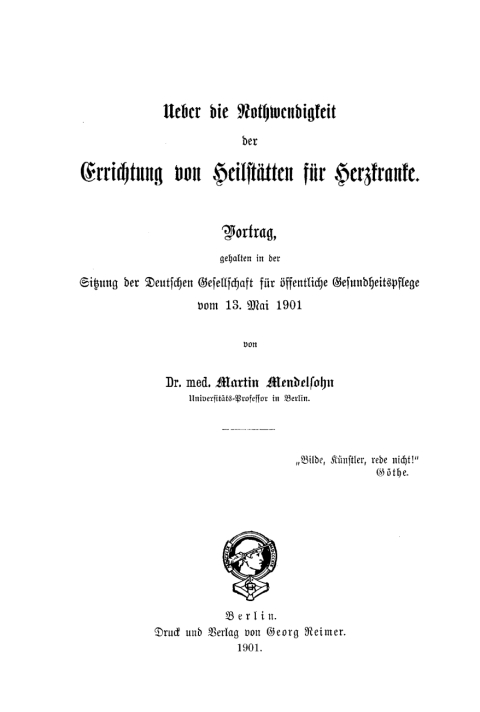 Cover image for book Ueber die Nothwendigkeit der Errichtung von Heilstätten für Herzkranke