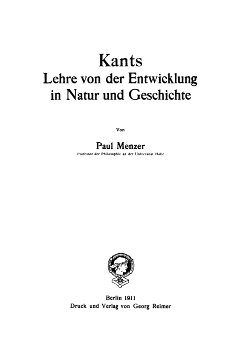 Cover image for book Kants Lehre von der Entwicklung in Natur und Geschichte