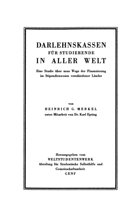 Cover image for book Darlehnskassen für Studierende in aller Welt