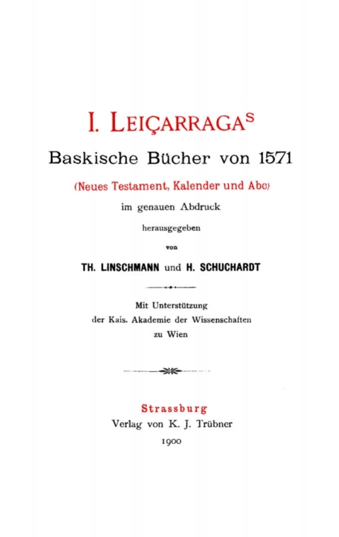 Cover image for book J. Leiçarraga’s Baskische Bücher von 1571