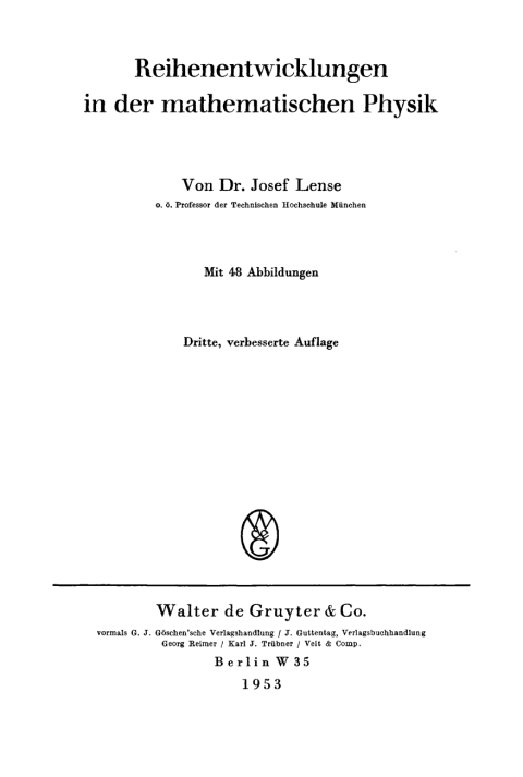 Cover image for book Reihenentwicklungen in der mathematischen Physik
