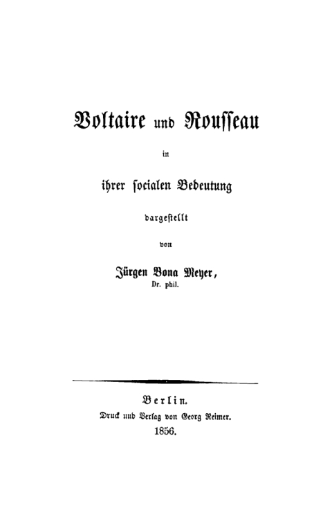 Cover image for book Voltaire und Rousseau in ihrer socialen Bedeutung