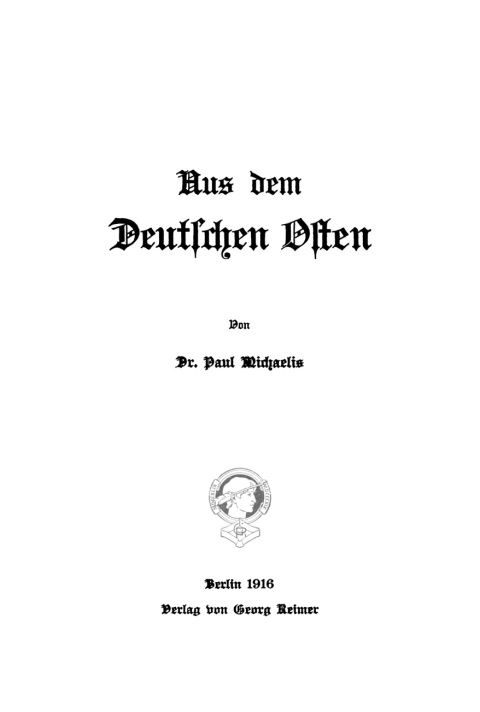 Cover image for book Aus dem Deutschen Osten