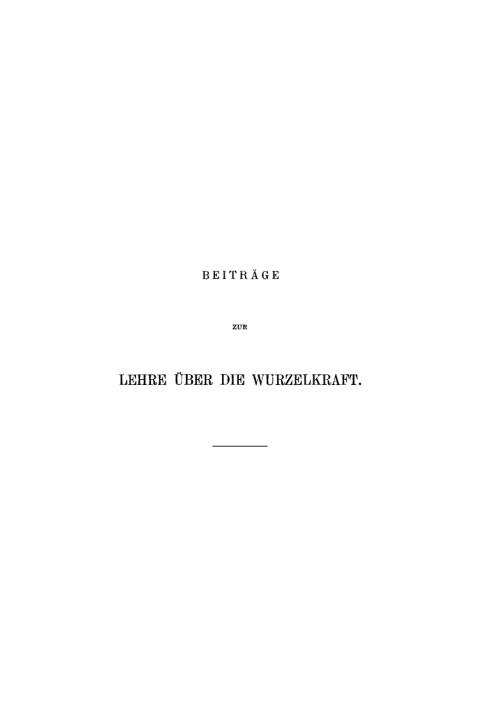 Cover image for book Beiträge zur Lehre über die Wurzelkraft
