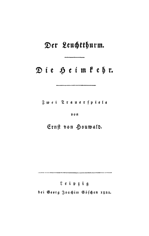Cover image for book Der Leuchtthurm. Die Heimkehr