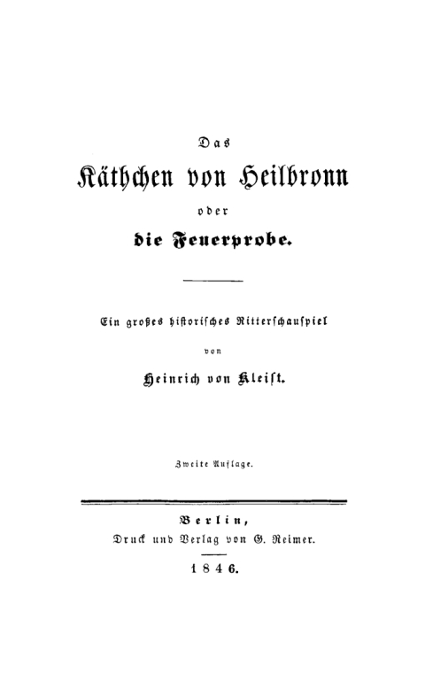 Cover image for book Das Käthchen von Heilbronn oder die Feuerprobe