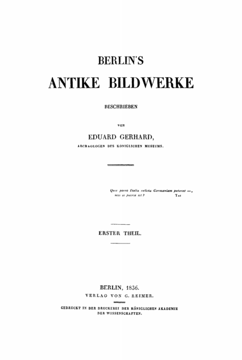 Cover image for book Eduard Gerhard: Berlin’s antike Bildwerke. Teil 1