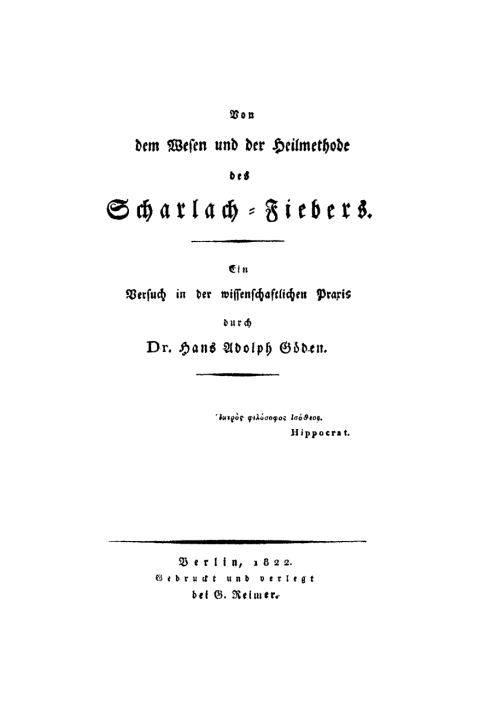 Cover image for book Von dem Wesen und der Heilmethode des Scharlach-Fiebers