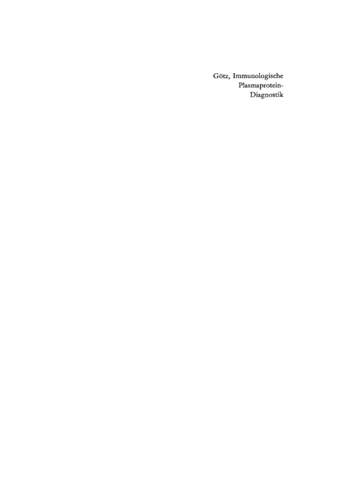 Cover image for book Immunologische Plasmaprotein-Diagnostik