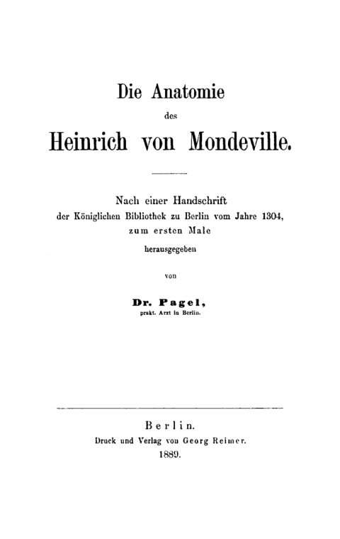 Cover image for book Die Anatomie des Heinrich von Mondeville