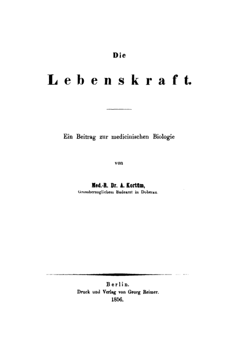 Cover image for book Die Lebenskraft