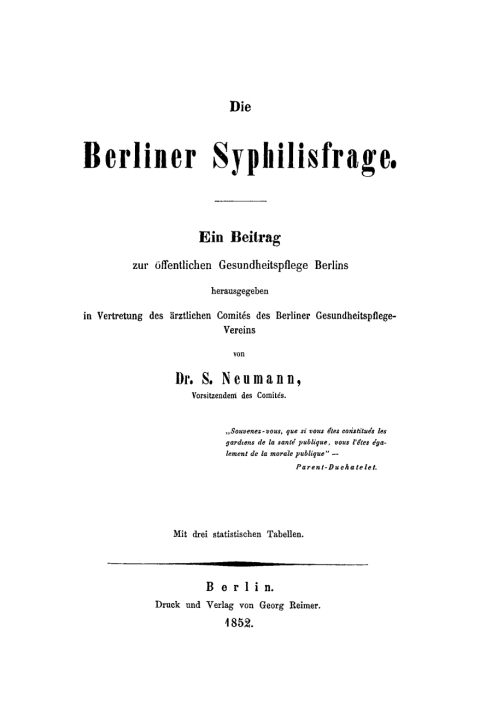 Cover image for book Die Berliner Syphilisfrage