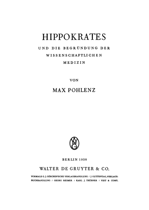 Cover image for book Hippokrates und die Begründung der wissenschaftlichen Medizin