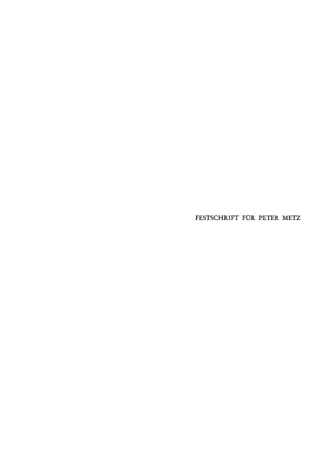 Cover image for book Festschrift für Peter Metz