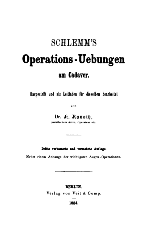 Cover image for book Schlemm's Operations-Uebungen am Cadaver