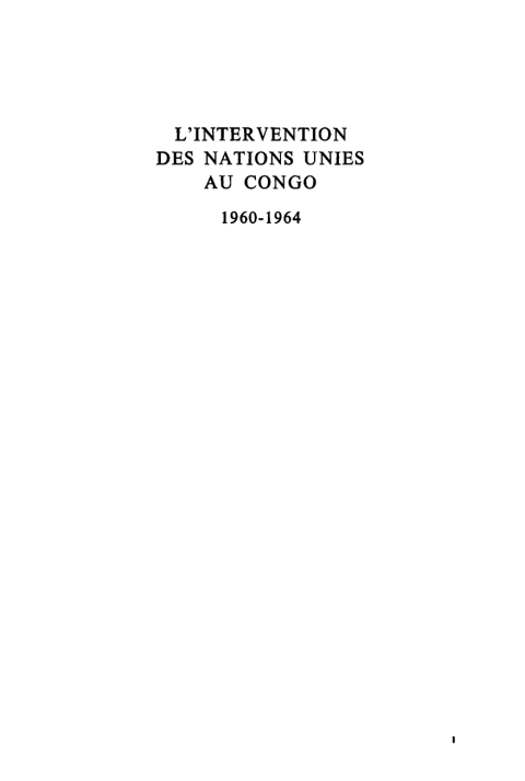 Cover image for book L'intervention des Nations Unies au Congo. 1960-1964