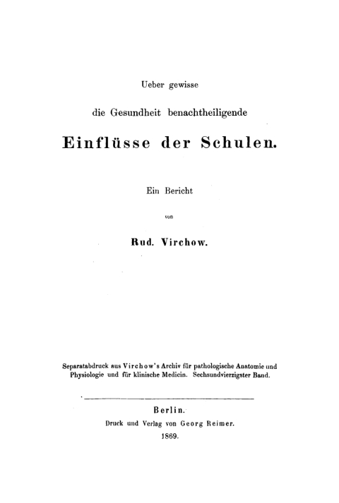 Cover image for book Ueber gewisse die Gesundheit benachtheiligende Einflüsse der Schulen