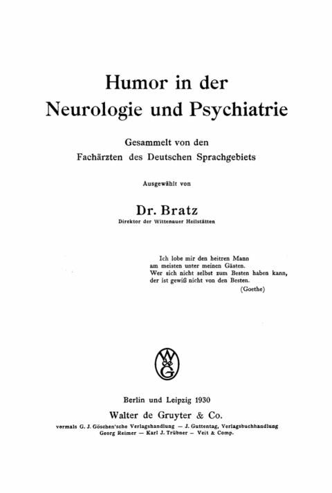 Cover image for book Humor in der Neurologie und Psychiatrie