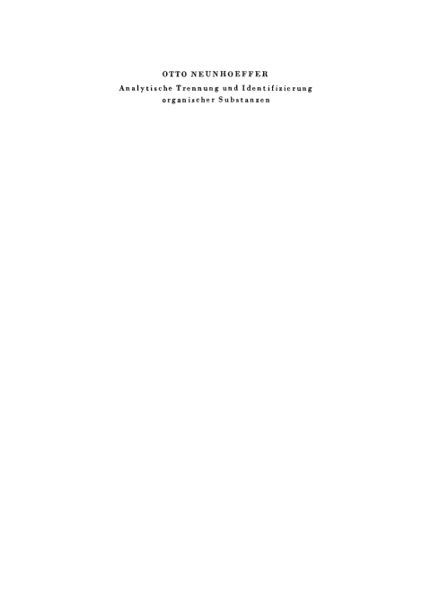 Cover image for book Analytische Trennung und Identifizierung organischer Substanzen