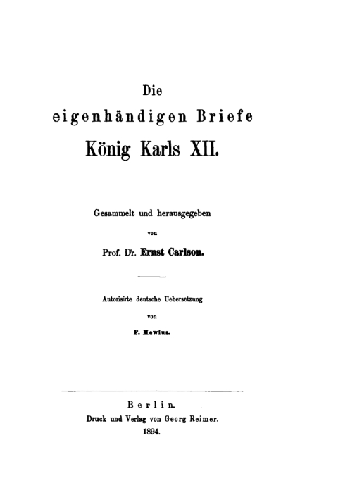 Cover image for book Die eigenhändigen Briefe König Karls XII.
