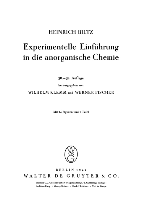 Cover image for book Experimentelle Einführung in die anorganische Chemie